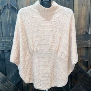 NWT Oriana Shimmer Sweater L Blush Mock Neck Mohair Wool Blend Holiday Oversized